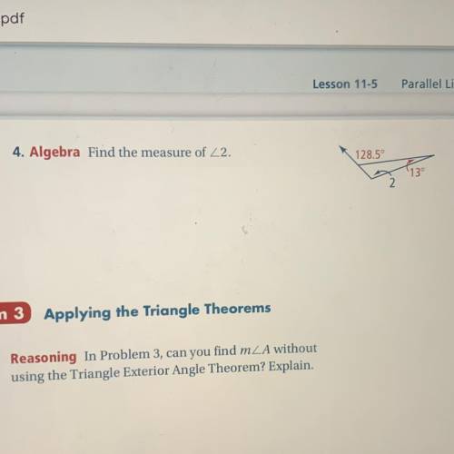 4. Algebra Find the measure of angle2.
(Picture included) please help I’ll choose brainliest