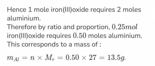 What mass of aluminium is needed to react with 640g of iron oxide