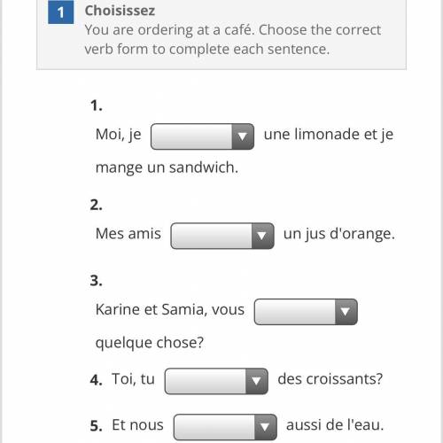 Pls help me with this French assignments .. each of the questions has multiple choice.. Pls choose
