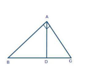 In the given triangle ABC, angle A is 90 degrees and segment AD is perpendicular to segment BC. If