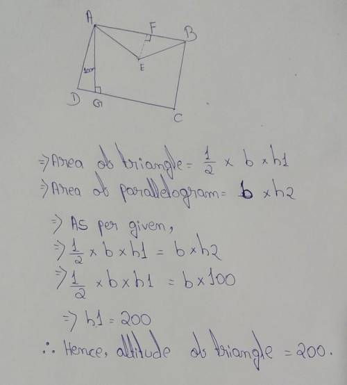 A triangle and parallelogram are constructed on the same base such that their areas are equal.If