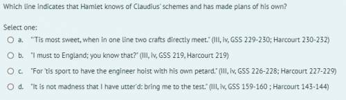 Which line indicates that Hamlet knows of Claudius' schemes and has made plans of his own?