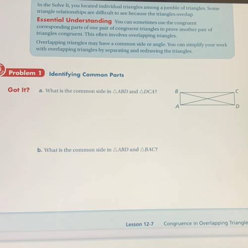 A. What is the common side in triangle ABD and triangle DCA ?

(Picture included )
Please help