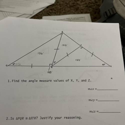 Find the values of x, y, and z angle measurements