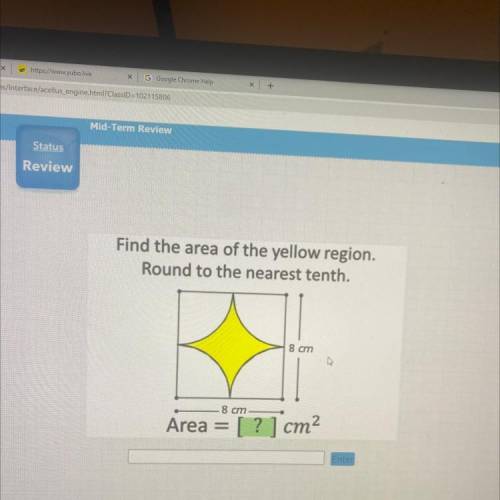 Find the area of the yellow region.
Round to the nearest tenth.