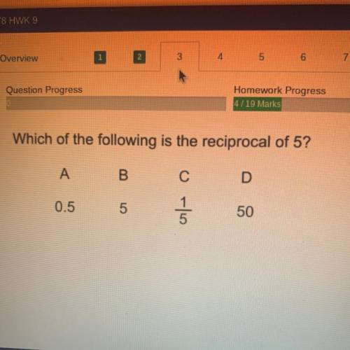 Which of the following is the reciprocal of 5