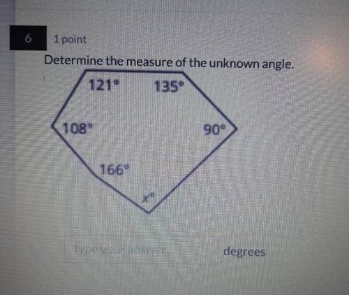 Determine the measure of the unknown angle.