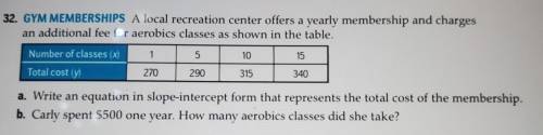 A local recreation center offers a yearly membership and charges an additional fee for aerobics cla