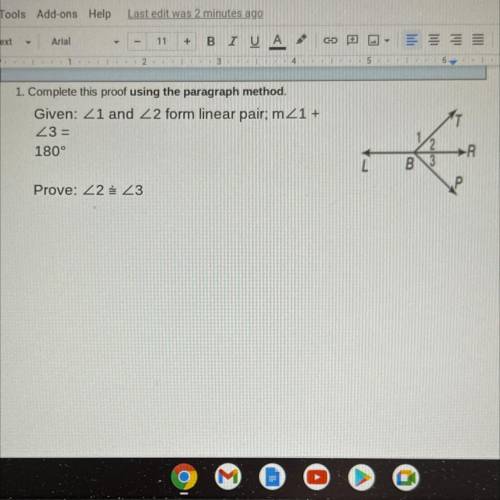 Please help 
Geometry A complete this proof using the paragraph method.