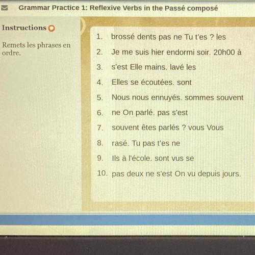 FRENCH HELP ASAP Put words in order