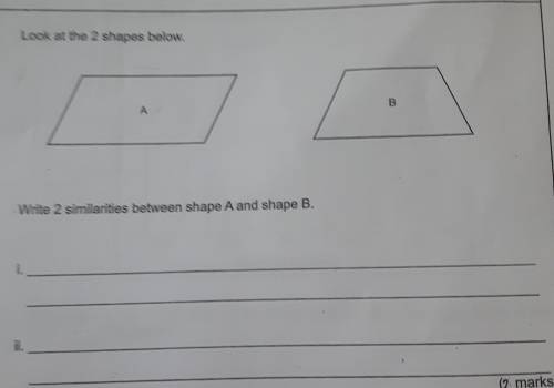 Look at the 2 shapes below and write 2 similarities between shape A and shape B please