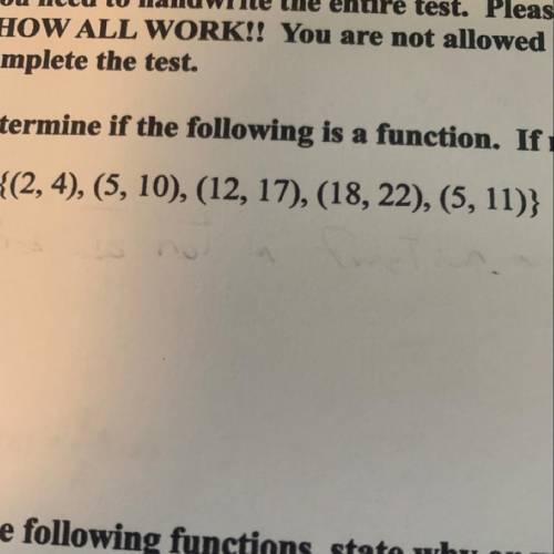 Is this a function? I don’t think it is but I’m not sure.