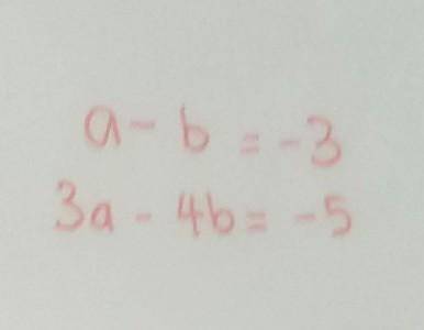 Solve the simultaneous linear equations by using the elimination method

a - b = -33a - 4b = -5
