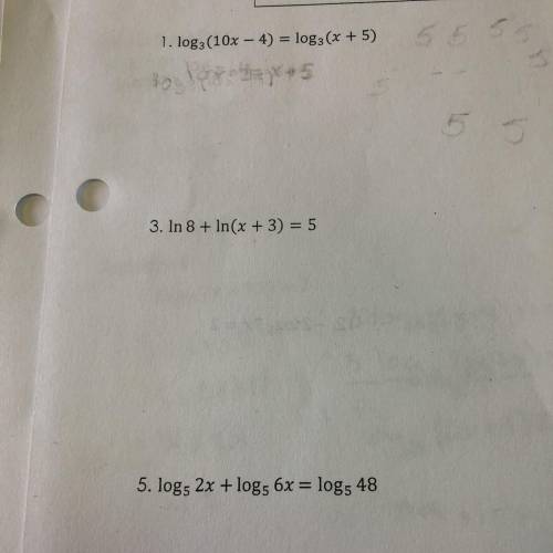 I am having a really hard time with this worksheet. Precalculus Solving for logarithmic equations,