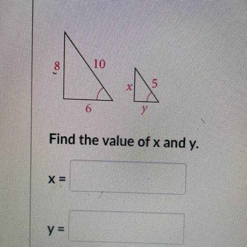 Find the value of x and y.
(In picture)
