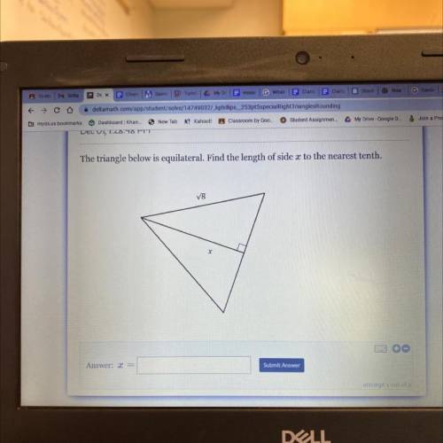 The triangle below is equilateral. Find the length of side x to the nearest tenth.
V8
X