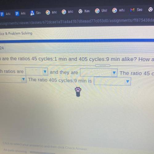How are the ratios 45 cycles:1 min and 405 cycles:9 min alike? How are they different?

1)not rate