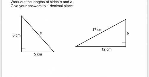 Work out the lengths of sides a and b.