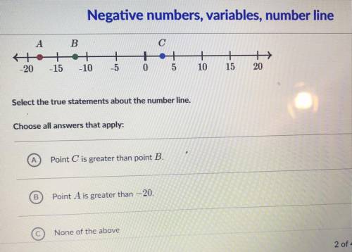 Select the true statement about the number line