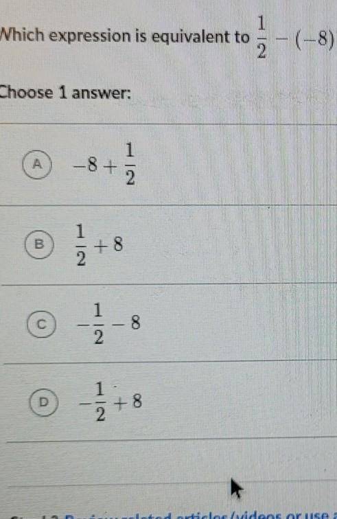 Which expression is equivalent to 1/2 - (-8)