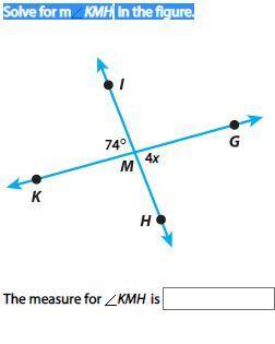 Solve for angle KMH in the figure.