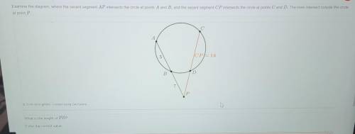 Examine the diagram, where the secant segment AP intersects the circle at points A and B, and the s