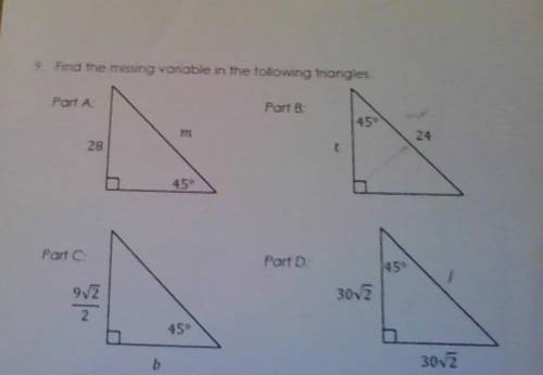 Hi If your a genius or good at math please help its Right Triangles and I've been stuck with all th