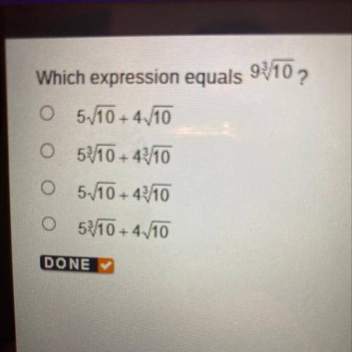 Which expression equals 9 to the power of 3 Square root of 10￼￼