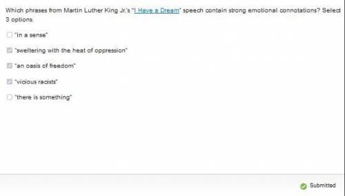 Frea Points

Which phrases from Martin Luther King Jr.’s I Have a Dream” speech contain strong em