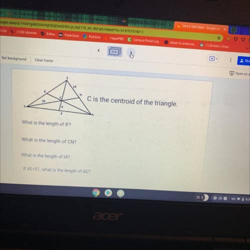 Set background

Clear frame
LTJO
IS
C is the centroid of the triangle.
20
What is the length of IF