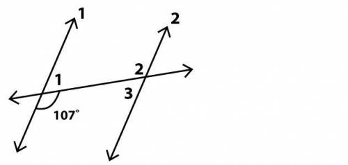 Lines 1 and 2 are parallel. What is the measure of angle 3, in degrees?