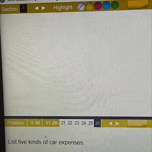 List five kinds of car expenses