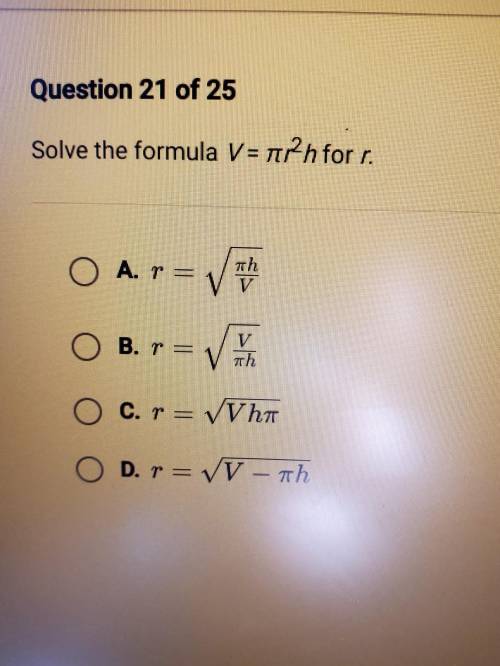 Solve the formula V = T12h for r.