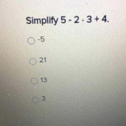 Simplify5-2.3+4.
0-5
21
00
O
O 13
3