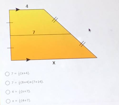 Helpp please!
Which equation verifies that the value of x in the diagram is equal to 10?