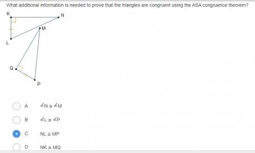 What additional information is needed to prove that the triangles are congruent using the ASA congr