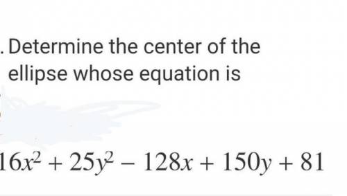 Determine the center of the ellipse whose equation is.