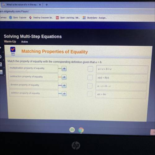 Solving Multi-Step Equations

Warm-Up
Active
Matching Properties of Equality
CT
Match the property