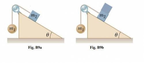 9. As shown in Fig. B9, a block of mass m2=2.1 kg sits on an inclined plane with angle 35 degrees .