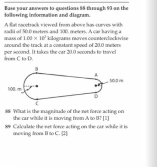 Calculate the net force acting on the car while its moving from B to C