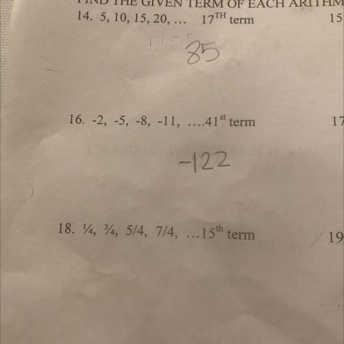 Arithmetic sequence, help with #18 plz