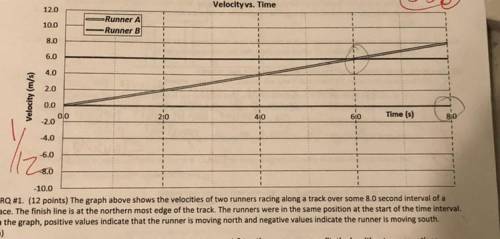 Given the image here are the questions

i.Which runner, if either, is in the lead when t = 6.0 sec