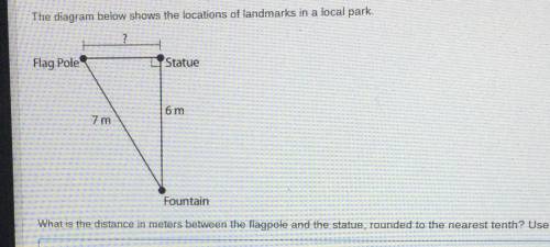 The diagram below shows the locations of landmarks in a local park

Flag Pole
Statue
6.m
7m
Founta