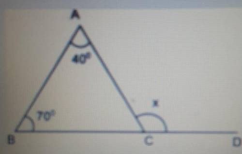 In the figure shown, what is the measure of angle x?

100 degrees 110 degrees 120 degrees 140 degr