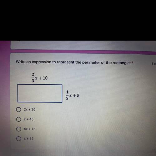 Write an
expression to represent the perimeter of the rectangle: