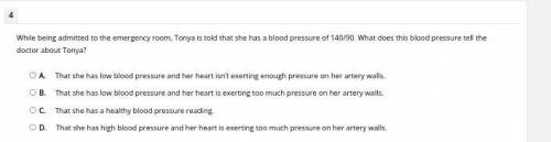 While being admitted to the emergency room, Tonya is told that she has a blood pressure of 140/90.