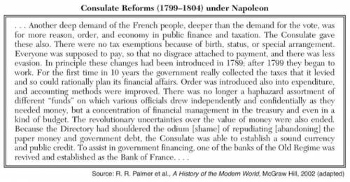 According to R.R. Palmer, what was ONE CHANGE made under Napoleon in order to fix the economy of Fr