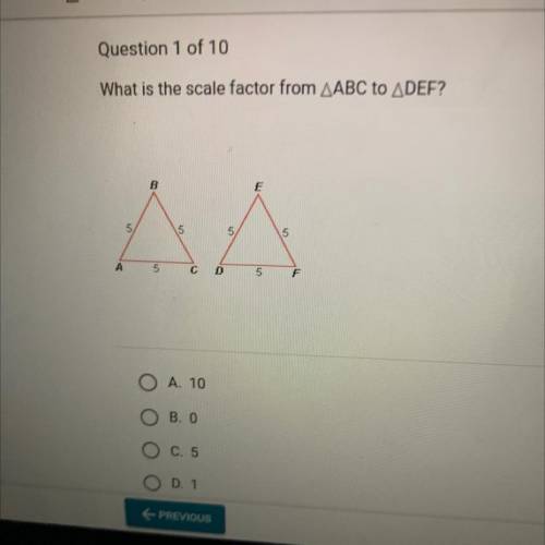 What is the scale factor from AABC to ADEF?