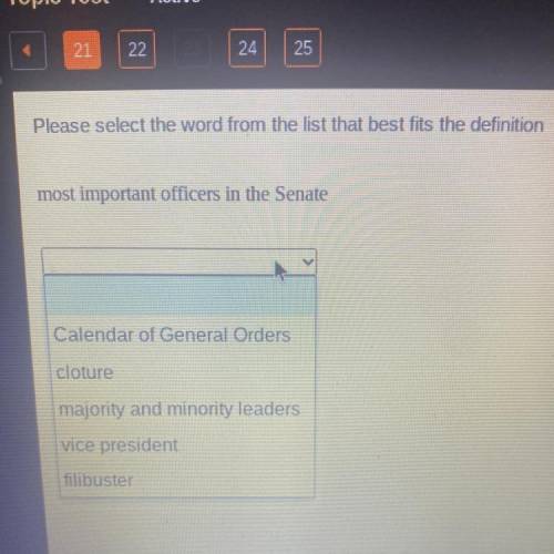 Please select the word from the list that best fits the definition

most important officers in the