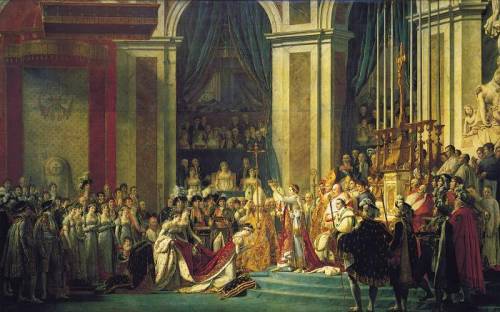 The painting shows Napoleon.

A painting of Napoleon's coronation as Emperor of France within a la